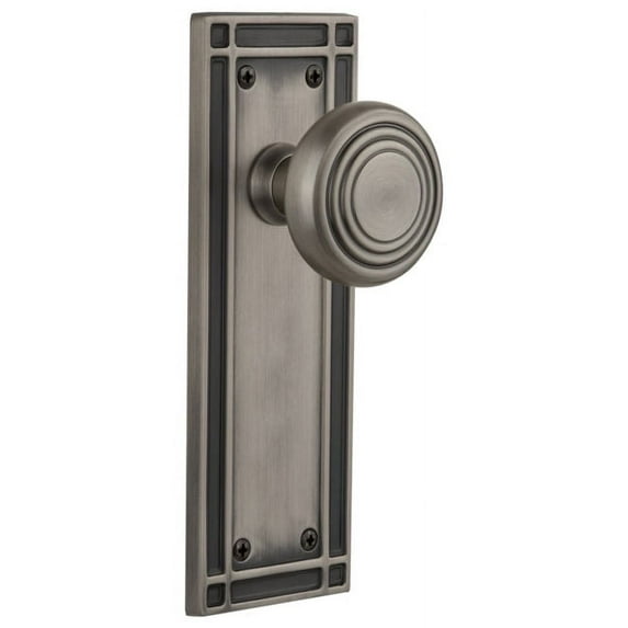 Nostalgic Warehouse Misdec_Prv_238_Nk Art Deco Solid Brass Privacy Door Knob Set - Grey