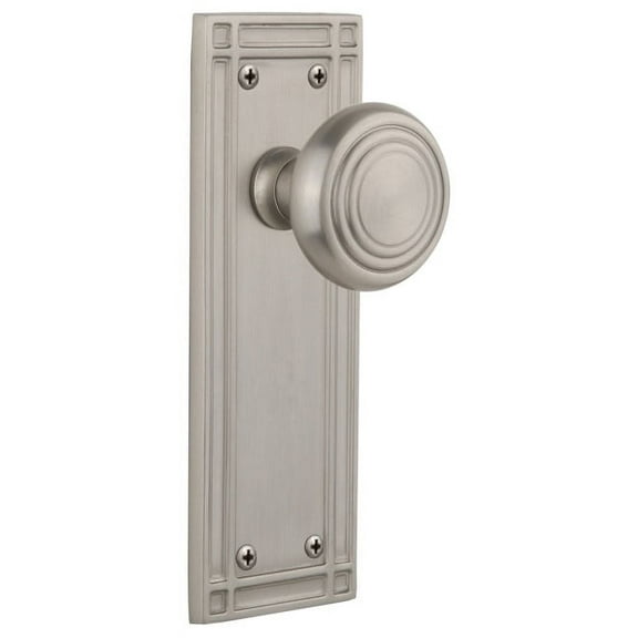 Nostalgic Warehouse Misdec_Prv_238_Nk Art Deco Solid Brass Privacy Door Knob Set - Nickel