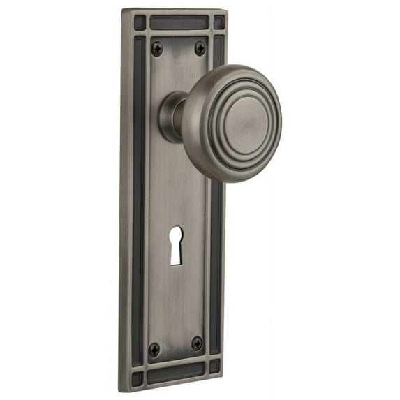 Nostalgic Warehouse Misdec_Prv_234_Kh Art Deco Solid Brass Privacy Door Knob Set - Grey