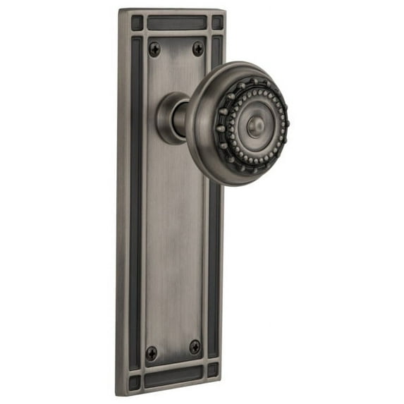 Nostalgic Warehouse Mismea_Prv_234_Nk Meadows Solid Brass Privacy Door Knob Set - Grey