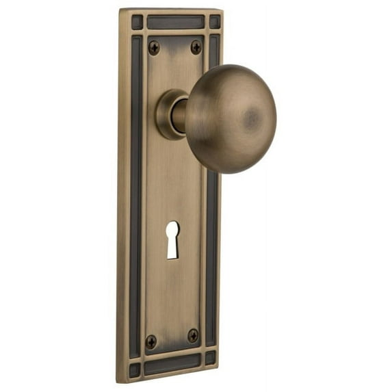 Nostalgic Warehouse Misnyk_Prv_234_Kh New York Solid Brass Privacy Door Knob Set - Brass