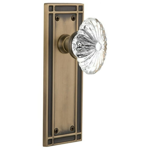 Nostalgic Warehouse Misofc_Psg_234_Nk Oval Fluted Crystal Solid Brass Passage Door Knob