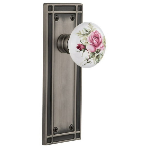 Nostalgic Warehouse Misros_Psg_238_Nk Rose Porcelain Solid Brass Passage Door Knob Set -