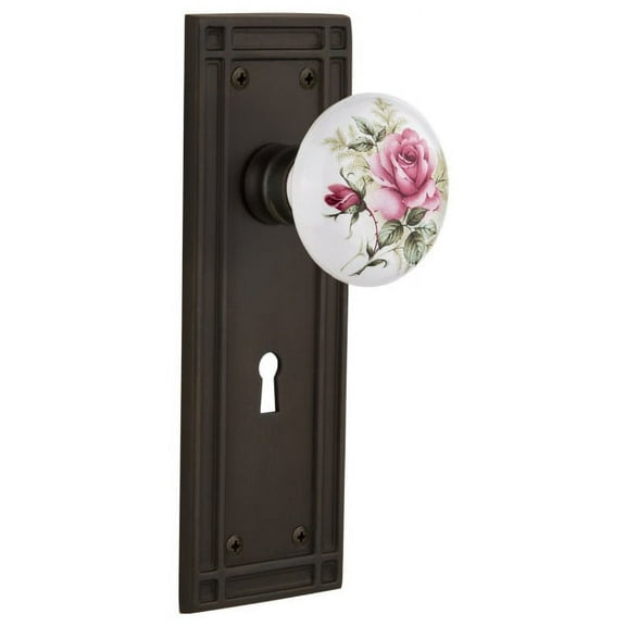 Nostalgic Warehouse Misros_Sd_Kh Rose Porcelain Solid Brass Single Dummy Door Knob -