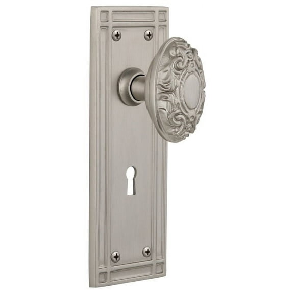 Nostalgic Warehouse Misvic_Prv_234_Kh Victorian Solid Brass Privacy Door Knob Set - Nickel