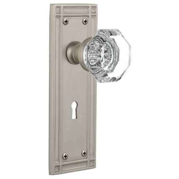 Nostalgic Warehouse Miswal_Psg_234_Kh Waldorf Lead Crystal Passage Door Knob Set - Nickel