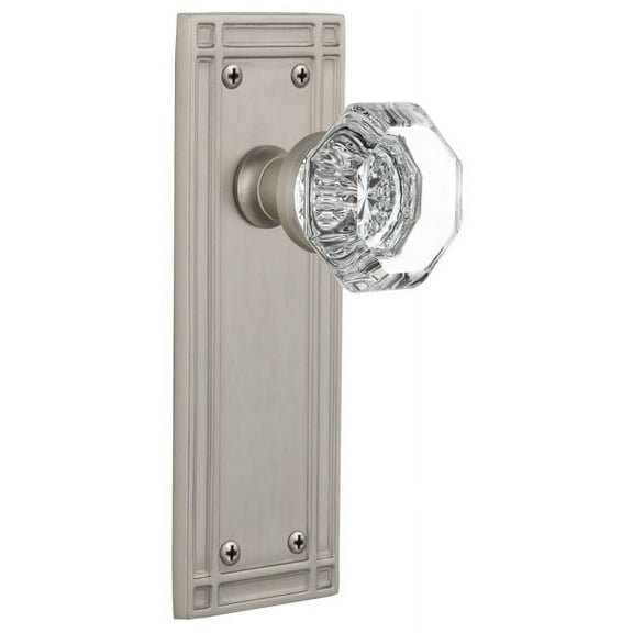 Nostalgic Warehouse Miswal_Psg_234_Nk Waldorf Lead Crystal Passage Door Knob Set - Nickel