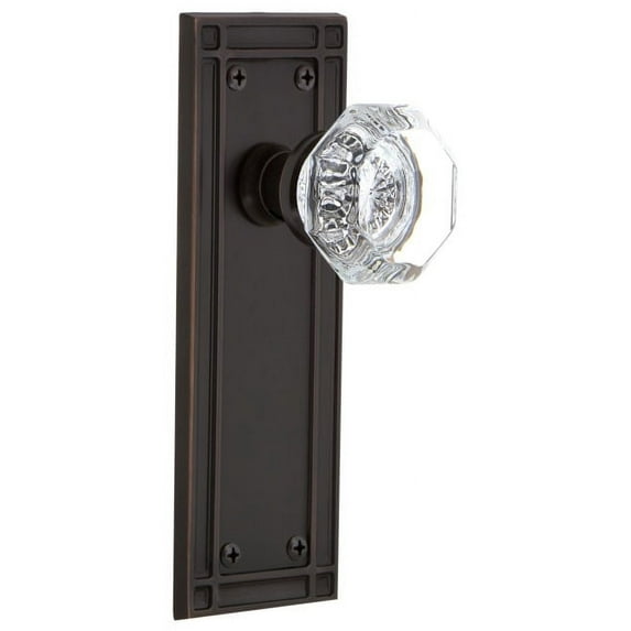 Nostalgic Warehouse Miswal_Psg_238_Nk Waldorf Lead Crystal Passage Door Knob Set - Bronze