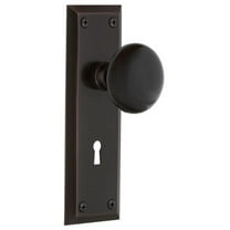 Nostalgic Warehouse Nykblk_Dp_Kh Black Porcelain Solid Brass Dummy Door Knob Set - Bronze