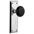 thumbnail image 1 of Nostalgic Warehouse Nykblk_Dp_Kh Black Porcelain Solid Brass Dummy Door Knob Set - Chrome, 1 of 1