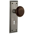 thumbnail image 1 of Nostalgic Warehouse Nykbrn_Sd_Kh Brown Porcelain Solid Brass Single Dummy Door Knob - Grey, 1 of 1