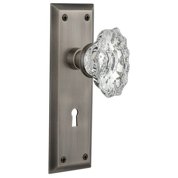 Nostalgic Warehouse Nykcha_Dp_Kh Chateau Solid Brass Dummy Door Knob Set - Grey