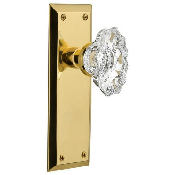 Nostalgic Warehouse Nykcha_Psg_234_Nk Chateau Solid Brass Passage Door Knob Set - Brass