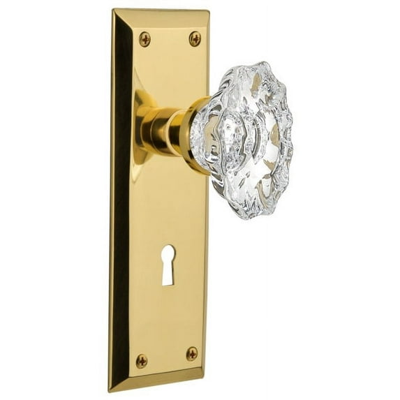 Nostalgic Warehouse Nykcha_Psg_238_Kh Chateau Solid Brass Passage Door Knob Set - Brass