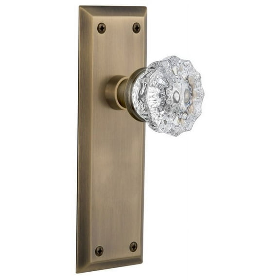 Nostalgic Warehouse Nykcry_Dp_Nk Crystal Solid Brass Dummy Door Knob Set - Brass