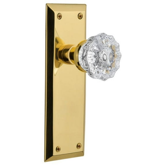 Nostalgic Warehouse Nykcry_Psg_234_Nk Crystal Solid Brass Passage Door Knob Set - Brass