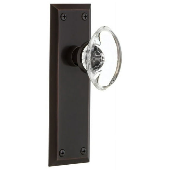 nostalgic warehouse round clear crystal door knob with new york plate