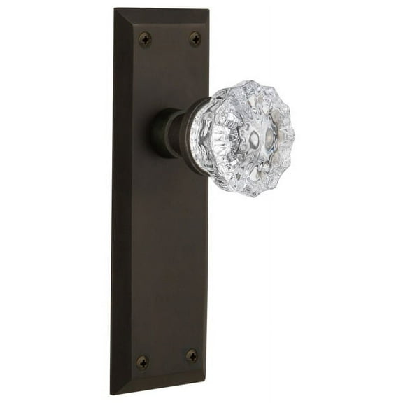 Nostalgic Warehouse Nykcry_Psg_238_Nk Lead Crystal Solid Brass Passage Door Knob Set -