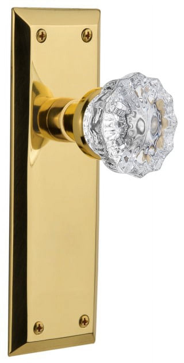 Unlacquered Brass Plate with Crystal Glass Door Knob