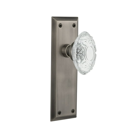 Nostalgic Warehouse Nykcvi_Dd_Nk Vintage Crystal Victorian Dummy Door Knob Set - Grey