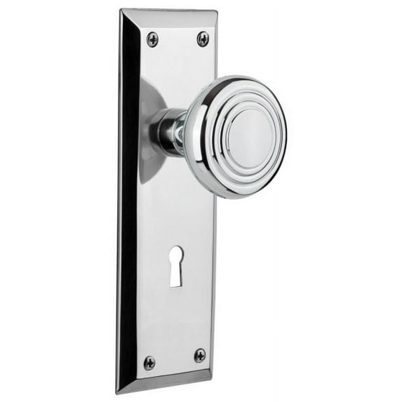 Nostalgic Warehouse Nykdec_Psg_234_Kh Deco Solid Brass Passage Door Knob Set - Chrome