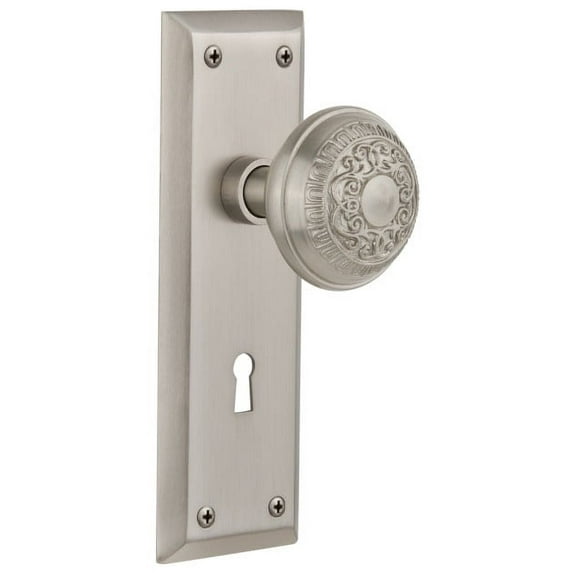 Nostalgic Warehouse Nykead_Dp_Kh Egg And Dart Solid Brass Dummy Door Knob Set - Nickel