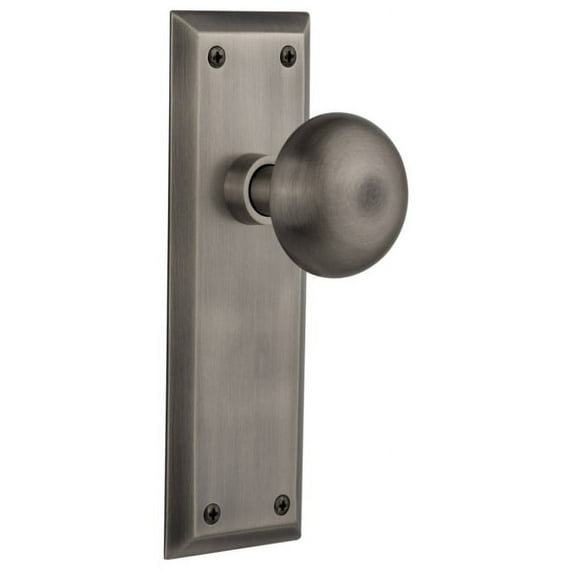 Nostalgic Warehouse Nyknyk_Psg_234_Nk New York Solid Brass Passage Door Knob Set - Grey