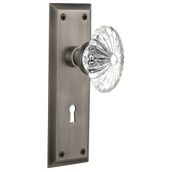 Nostalgic Warehouse Nykofc_Psg_238_Kh Oval Fluted Crystal Solid Brass Passage Door Knob