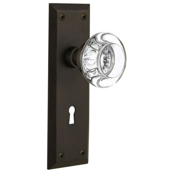 Nostalgic Warehouse Nykrcc_Prv_238_Kh Round Clear Crystal Solid Brass Privacy Door Knob