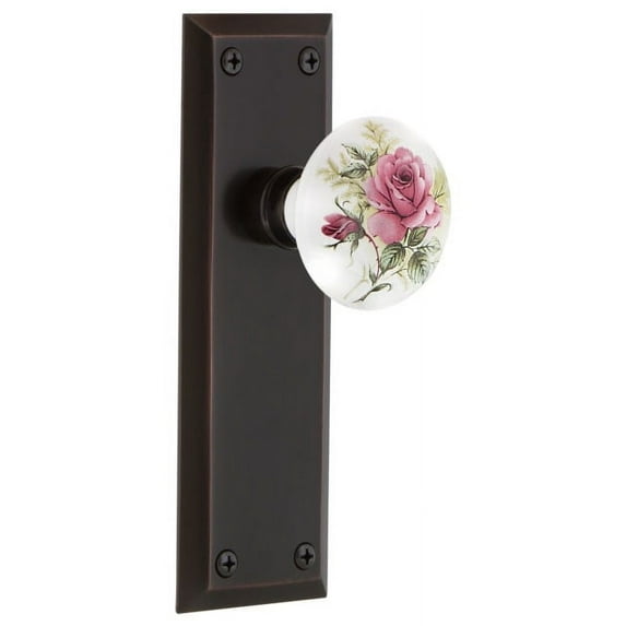 Nostalgic Warehouse Nykros_Psg_238_Nk Rose Porcelain Solid Brass Passage Door Knob Set -