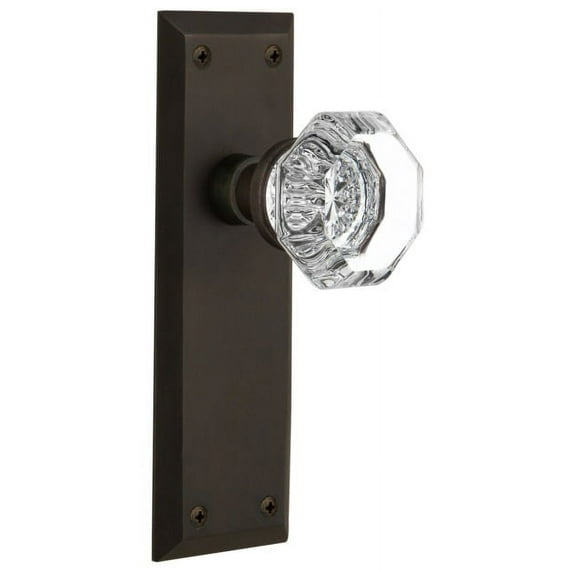 Nostalgic Warehouse Nykwal_Dp_Nk Waldorf Lead Crystal Dummy Door Knob Set - Bronze