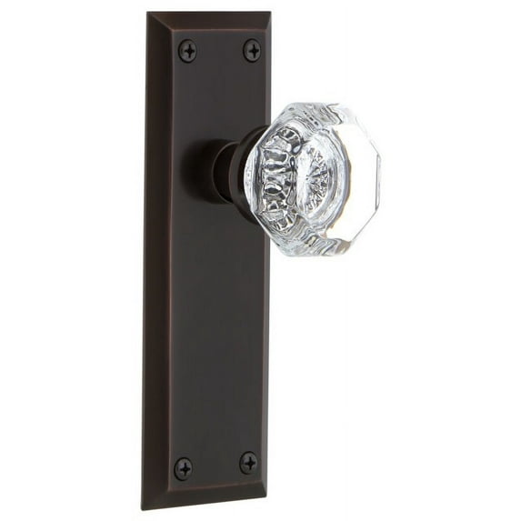Nostalgic Warehouse Nykwal_Psg_234_Nk Waldorf Lead Crystal Passage Door Knob Set - Bronze