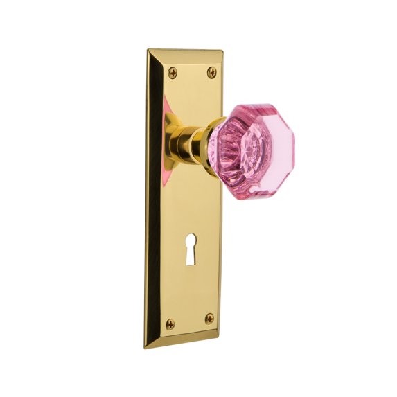 Nostalgic Warehouse Nykwap_Psg_238_Kh New York Solid Brass Rose Passage Door Knob Set -