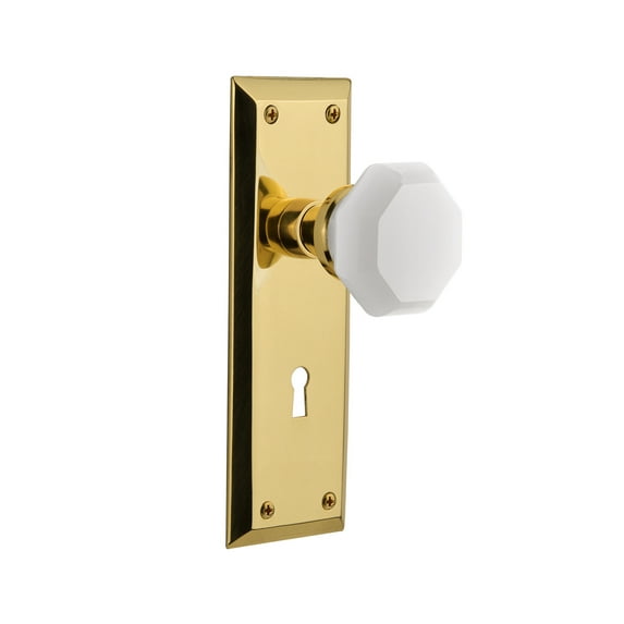 Nostalgic Warehouse Nykwaw_Prv_234_Kh New York Solid Brass Rose Privacy Door Knob Set -