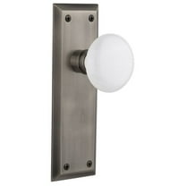 Nostalgic Warehouse Nykwhi_Dp_Nk White Porcelain Solid Brass Dummy Door Knob Set - Grey