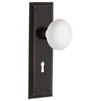 Nostalgic Warehouse Nykwhi_Psg_234_Kh White Porcelain Solid Brass Passage Door Knob Set -