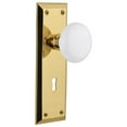 thumbnail image 1 of Nostalgic Warehouse Nykwhi_Sd_Kh White Porcelain Solid Brass Single Dummy Door Knob -, 1 of 3