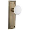 thumbnail image 1 of Nostalgic Warehouse Nykwhi_Dp_Nk White Porcelain Solid Brass Dummy Door Knob Set - Brass, 1 of 5