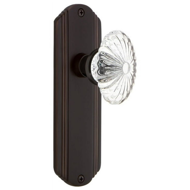 Nostalgic Warehouse Oval Fluted Crystal Door Knob with Deco Plate