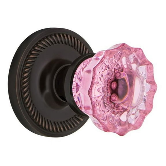Nostalgic Warehouse Pink Crystal Door Knob with Rope Rosette