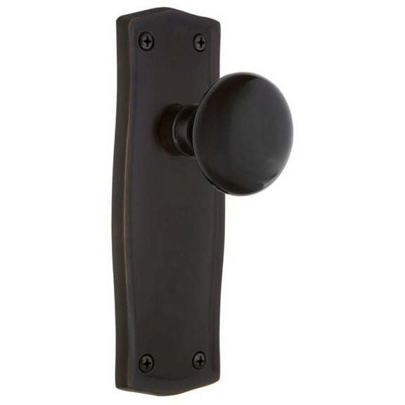 Nostalgic Warehouse Prablk_Sd_Nk Black Porcelain Solid Brass Single Dummy Door Knob -