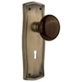 thumbnail image 1 of Nostalgic Warehouse Prabrn_Prv_238_Kh Brown Porcelain Solid Brass Privacy Door Knob Set -, 1 of 1