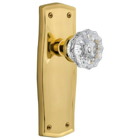 Nostalgic Warehouse Pracry_Prv_234_Nk Crystal Solid Brass Privacy Door Knob Set - Brass