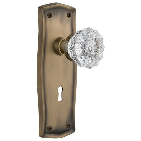 Nostalgic Warehouse Pracry_Prv_238_Kh Crystal Solid Brass Privacy Door Knob Set - Brass