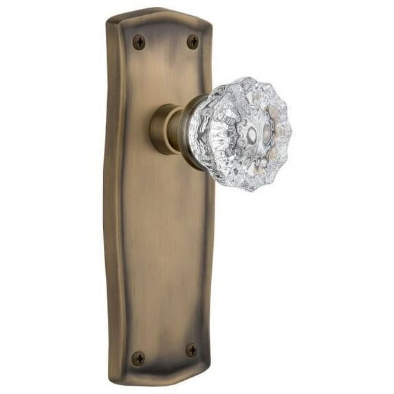 Nostalgic Warehouse Pracry_Psg_234_Nk Crystal Solid Brass Passage Door Knob Set - Brass