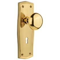 Nostalgic Warehouse Pranyk_Psg_238_Kh New York Solid Brass Passage Door Knob Set - Brass