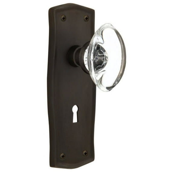 Nostalgic Warehouse Praocc_Prv_234_Kh Vintage Oval Egg Crystal Privacy Door Knob Set -