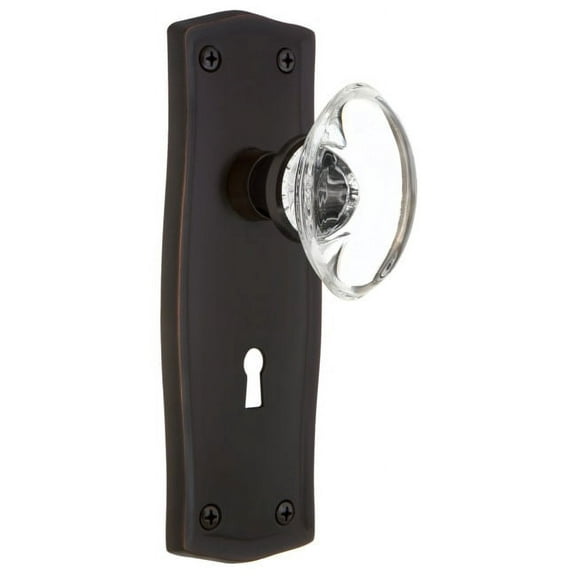 Nostalgic Warehouse Praocc_Sd_Kh Vintage Oval Egg Crystal Single Dummy Door Knob - Bronze