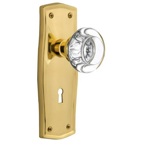 Nostalgic Warehouse Prarcc_Sd_Kh Round Clear Crystal Solid Brass Single Dummy Door Knob -