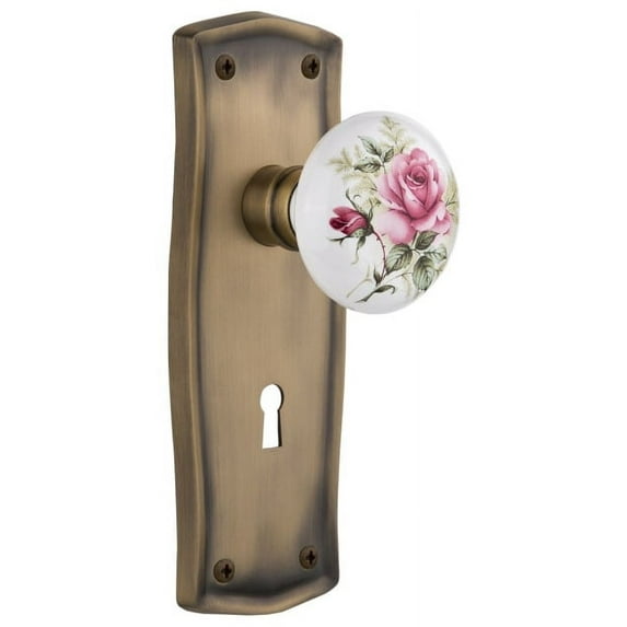 Nostalgic Warehouse Praros_Dp_Kh Vintage Farmhouse Painted Rose Dummy Door Knob Set -